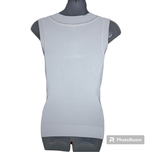 Cache Vintage Women’s White Zippered Sleeveless Sweater Vest size small - Picture 3 of 11